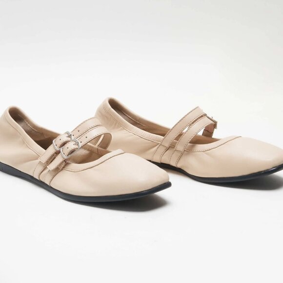NWOT Free People Gemini Ballet Flat In Natural Size 8.5 Tan Beige Slip on She - Picture 2 of 6
